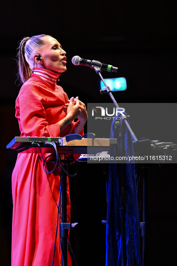 Serena Brancale performs during the ''Baccala on Tour'' concert at the Auditorium Parco della Musica in Rome, Italy, on September 27, 2024. 