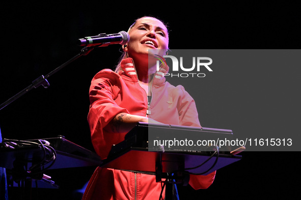 Serena Brancale performs during the ''Baccala on Tour'' concert at the Auditorium Parco della Musica in Rome, Italy, on September 27, 2024. 