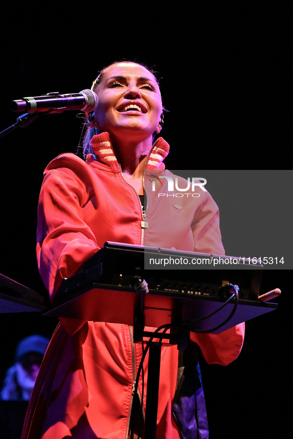 Serena Brancale performs during the ''Baccala on Tour'' concert at the Auditorium Parco della Musica in Rome, Italy, on September 27, 2024. 