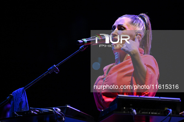 Serena Brancale performs during the ''Baccala on Tour'' concert at the Auditorium Parco della Musica in Rome, Italy, on September 27, 2024. 