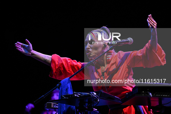 Serena Brancale performs during the ''Baccala on Tour'' concert at the Auditorium Parco della Musica in Rome, Italy, on September 27, 2024. 