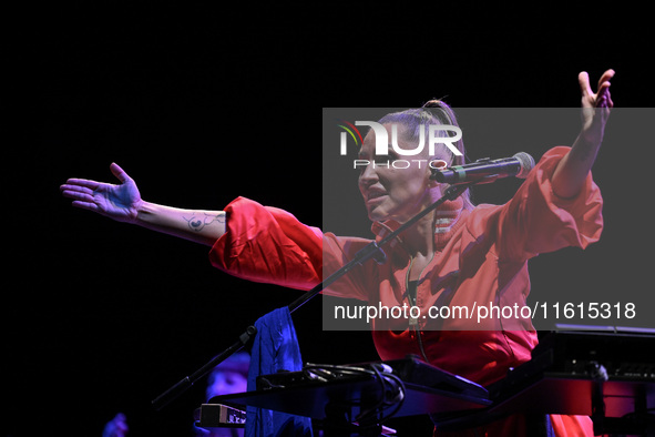 Serena Brancale performs during the ''Baccala on Tour'' concert at the Auditorium Parco della Musica in Rome, Italy, on September 27, 2024. 