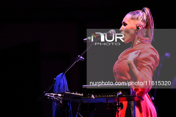 Serena Brancale performs during the ''Baccala on Tour'' concert at the Auditorium Parco della Musica in Rome, Italy, on September 27, 2024. 