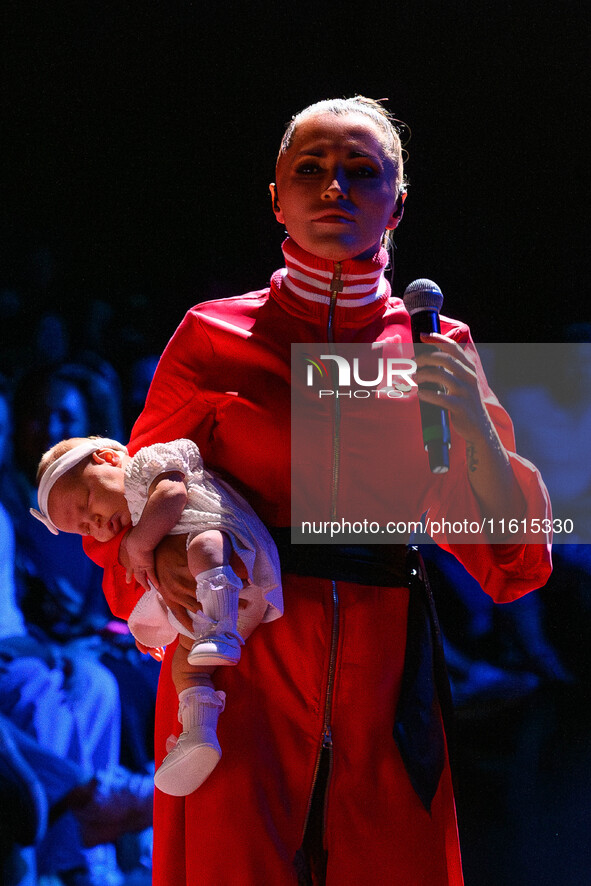 Serena Brancale performs during the ''Baccala on Tour'' concert at the Auditorium Parco della Musica in Rome, Italy, on September 27, 2024. 