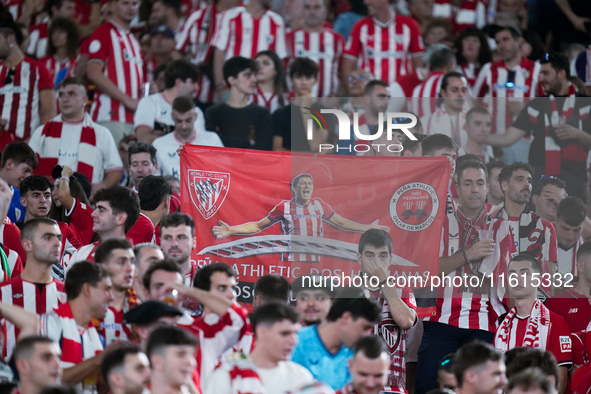 Supporters of Athletic Club during the UEFA Europa League 2024/25 League Phase MD1 match between AS Roma and Athletic Club at Stadio Olimpic...