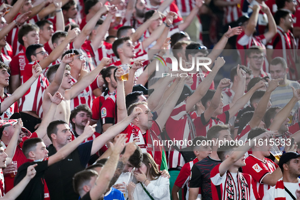 Supporters of Athletic Club during the UEFA Europa League 2024/25 League Phase MD1 match between AS Roma and Athletic Club at Stadio Olimpic...