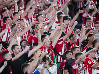 Supporters of Athletic Club during the UEFA Europa League 2024/25 League Phase MD1 match between AS Roma and Athletic Club at Stadio Olimpic...