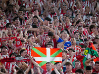 Supporters of Athletic Club during the UEFA Europa League 2024/25 League Phase MD1 match between AS Roma and Athletic Club at Stadio Olimpic...