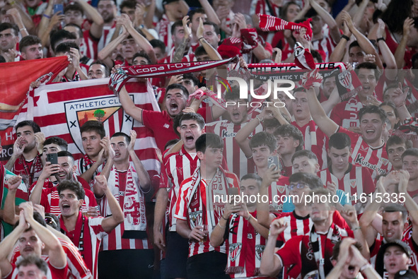 Supporters of Athletic Club during the UEFA Europa League 2024/25 League Phase MD1 match between AS Roma and Athletic Club at Stadio Olimpic...