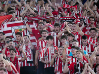 Supporters of Athletic Club during the UEFA Europa League 2024/25 League Phase MD1 match between AS Roma and Athletic Club at Stadio Olimpic...