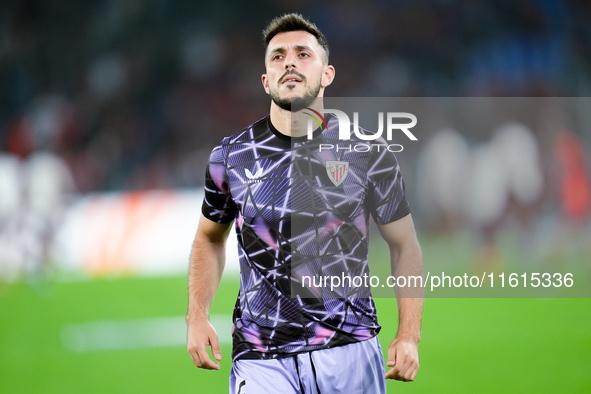 Aitor Paredes of Athletic Club looks on during the UEFA Europa League 2024/25 League Phase MD1 match between AS Roma and Athletic Club at St...