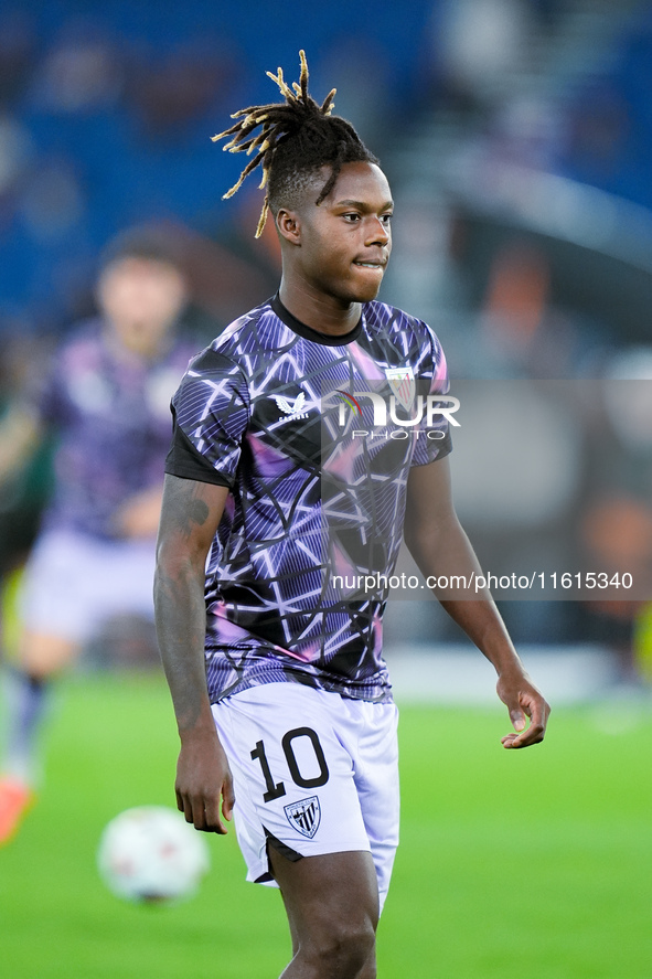 Nico Williams of Athletic Club looks on during the UEFA Europa League 2024/25 League Phase MD1 match between AS Roma and Athletic Club at St...