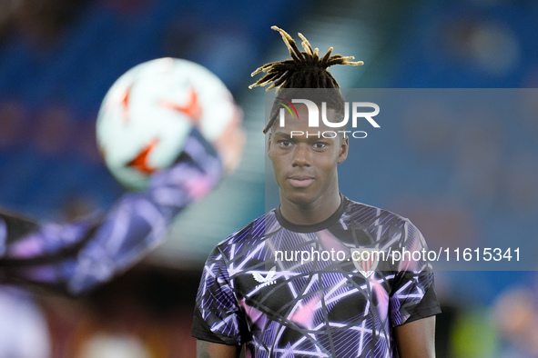 Nico Williams of Athletic Club looks on during the UEFA Europa League 2024/25 League Phase MD1 match between AS Roma and Athletic Club at St...