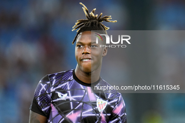 Nico Williams of Athletic Club looks on during the UEFA Europa League 2024/25 League Phase MD1 match between AS Roma and Athletic Club at St...