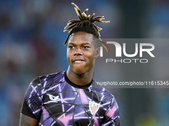 Nico Williams of Athletic Club looks on during the UEFA Europa League 2024/25 League Phase MD1 match between AS Roma and Athletic Club at St...