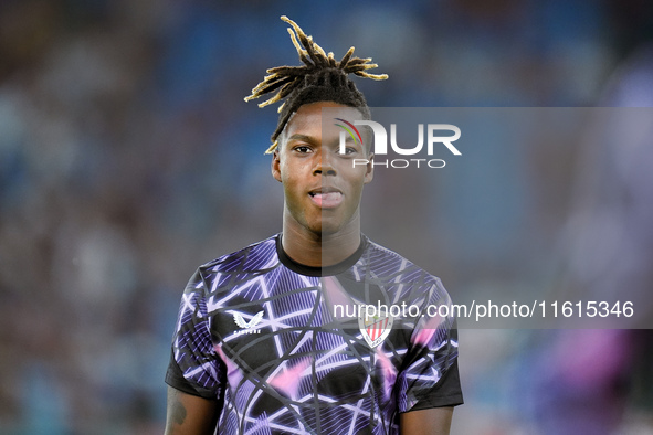 Nico Williams of Athletic Club looks on during the UEFA Europa League 2024/25 League Phase MD1 match between AS Roma and Athletic Club at St...