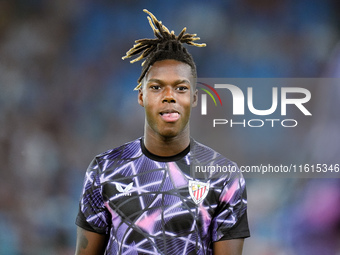 Nico Williams of Athletic Club looks on during the UEFA Europa League 2024/25 League Phase MD1 match between AS Roma and Athletic Club at St...