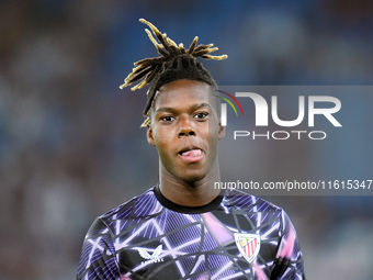 Nico Williams of Athletic Club looks on during the UEFA Europa League 2024/25 League Phase MD1 match between AS Roma and Athletic Club at St...