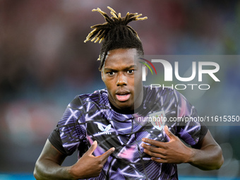 Nico Williams of Athletic Club gestures during the UEFA Europa League 2024/25 League Phase MD1 match between AS Roma and Athletic Club at St...