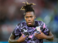 Nico Williams of Athletic Club gestures during the UEFA Europa League 2024/25 League Phase MD1 match between AS Roma and Athletic Club at St...