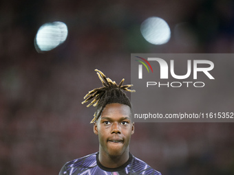 Nico Williams of Athletic Club during the UEFA Europa League 2024/25 League Phase MD1 match between AS Roma and Athletic Club at Stadio Olim...