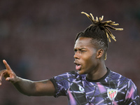 Nico Williams of Athletic Club gestures during the UEFA Europa League 2024/25 League Phase MD1 match between AS Roma and Athletic Club at St...