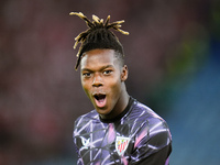 Nico Williams of Athletic Club looks on during the UEFA Europa League 2024/25 League Phase MD1 match between AS Roma and Athletic Club at St...