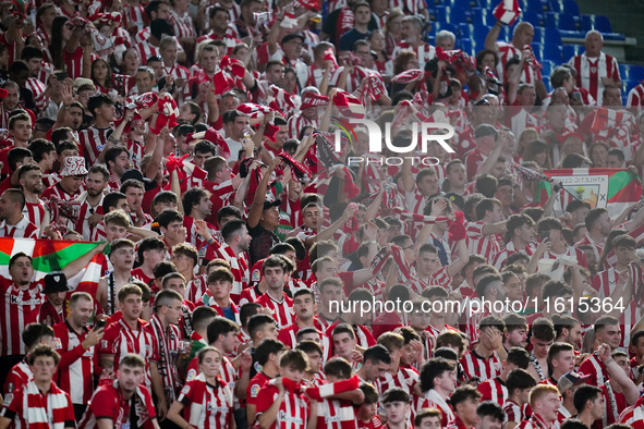 Supporters of Athletic Club during the UEFA Europa League 2024/25 League Phase MD1 match between AS Roma and Athletic Club at Stadio Olimpic...