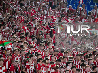 Supporters of Athletic Club during the UEFA Europa League 2024/25 League Phase MD1 match between AS Roma and Athletic Club at Stadio Olimpic...