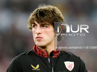 Unai Gomez of Athletic Club looks on during the UEFA Europa League 2024/25 League Phase MD1 match between AS Roma and Athletic Club at Stadi...