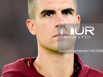 Gianluca Mancini of AS Roma looks on during the UEFA Europa League 2024/25 League Phase MD1 match between AS Roma and Athletic Club at Stadi...