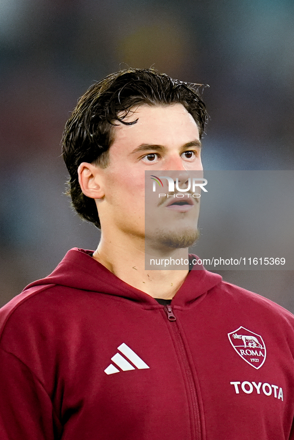 Mile Svilar of AS Roma looks on during the UEFA Europa League 2024/25 League Phase MD1 match between AS Roma and Athletic Club at Stadio Oli...