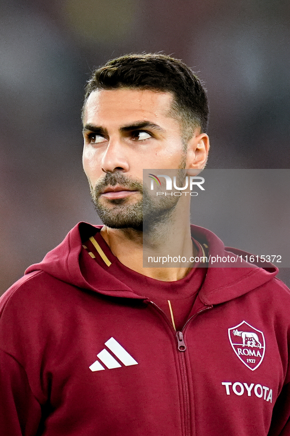 Zeki Celik of AS Roma during the UEFA Europa League 2024/25 League Phase MD1 match between AS Roma and Athletic Club at Stadio Olimpico on S...