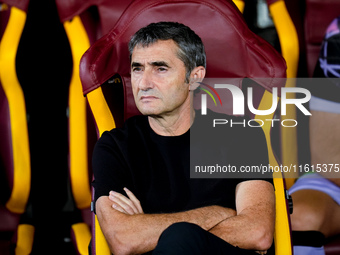 Ernesto Valverde head coach of Athletic Club looks on during the UEFA Europa League 2024/25 League Phase MD1 match between AS Roma and Athle...