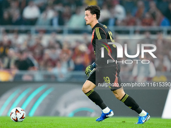 Mile Svilar of AS Roma during the UEFA Europa League 2024/25 League Phase MD1 match between AS Roma and Athletic Club at Stadio Olimpico on...