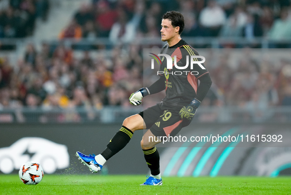 Mile Svilar of AS Roma during the UEFA Europa League 2024/25 League Phase MD1 match between AS Roma and Athletic Club at Stadio Olimpico on...