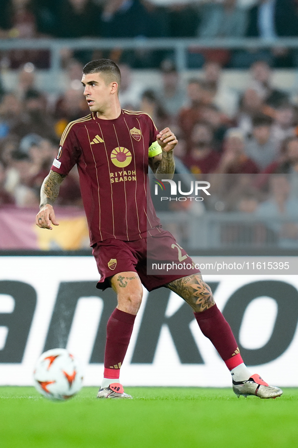 Gianluca Mancini of AS Roma during the UEFA Europa League 2024/25 League Phase MD1 match between AS Roma and Athletic Club at Stadio Olimpic...