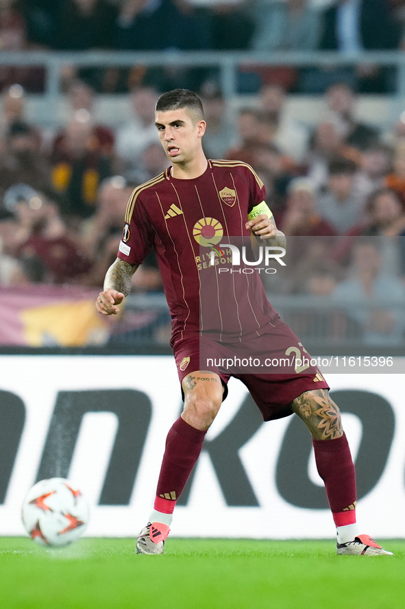 Gianluca Mancini of AS Roma during the UEFA Europa League 2024/25 League Phase MD1 match between AS Roma and Athletic Club at Stadio Olimpic...