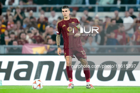 Gianluca Mancini of AS Roma during the UEFA Europa League 2024/25 League Phase MD1 match between AS Roma and Athletic Club at Stadio Olimpic...