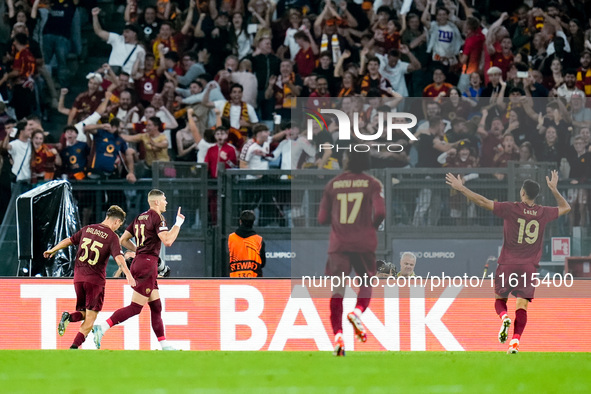 Artem Dovbyk of AS Roma celebrates after scoring first goal during the UEFA Europa League 2024/25 League Phase MD1 match between AS Roma and...