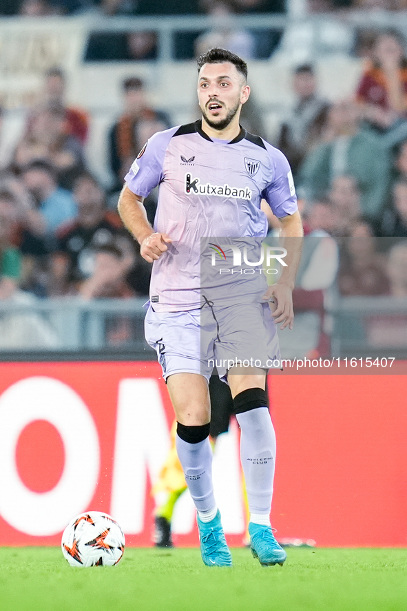 Aitor Paredes of Athletic Club during the UEFA Europa League 2024/25 League Phase MD1 match between AS Roma and Athletic Club at Stadio Olim...