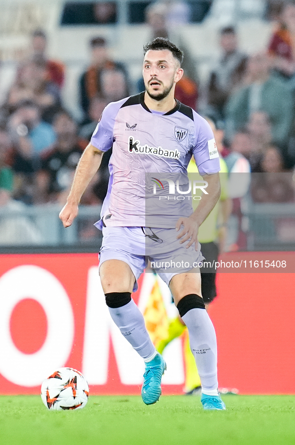 Aitor Paredes of Athletic Club during the UEFA Europa League 2024/25 League Phase MD1 match between AS Roma and Athletic Club at Stadio Olim...