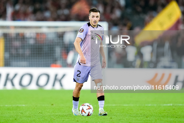 Andoni Gorosabel of Athletic Club during the UEFA Europa League 2024/25 League Phase MD1 match between AS Roma and Athletic Club at Stadio O...