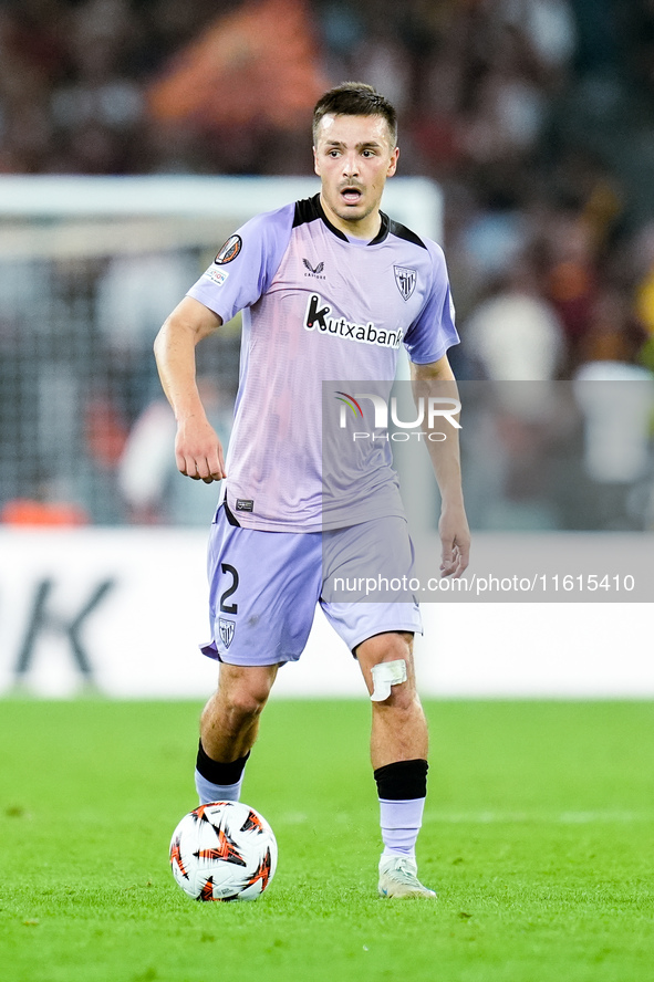 Andoni Gorosabel of Athletic Club during the UEFA Europa League 2024/25 League Phase MD1 match between AS Roma and Athletic Club at Stadio O...