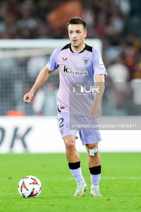 Andoni Gorosabel of Athletic Club during the UEFA Europa League 2024/25 League Phase MD1 match between AS Roma and Athletic Club at Stadio O...