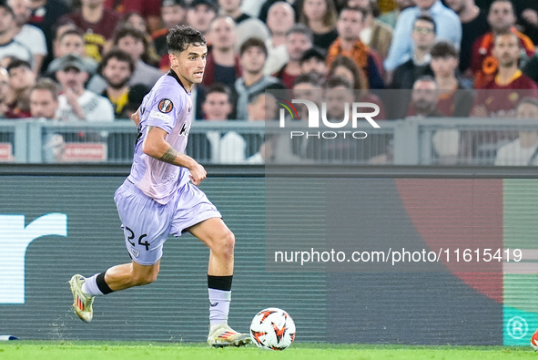 Benat Prados of Athletic Club during the UEFA Europa League 2024/25 League Phase MD1 match between AS Roma and Athletic Club at Stadio Olimp...