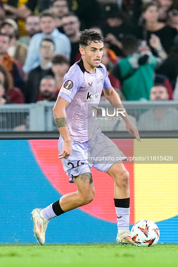 Benat Prados of Athletic Club during the UEFA Europa League 2024/25 League Phase MD1 match between AS Roma and Athletic Club at Stadio Olimp...