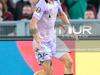 Benat Prados of Athletic Club during the UEFA Europa League 2024/25 League Phase MD1 match between AS Roma and Athletic Club at Stadio Olimp...