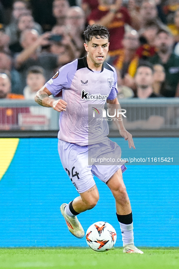 Benat Prados of Athletic Club during the UEFA Europa League 2024/25 League Phase MD1 match between AS Roma and Athletic Club at Stadio Olimp...