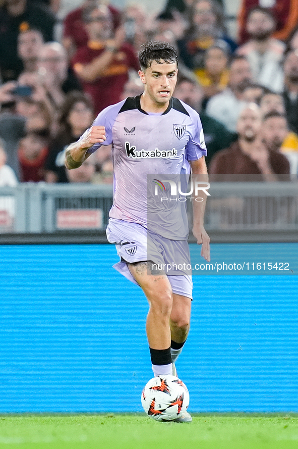 Benat Prados of Athletic Club during the UEFA Europa League 2024/25 League Phase MD1 match between AS Roma and Athletic Club at Stadio Olimp...